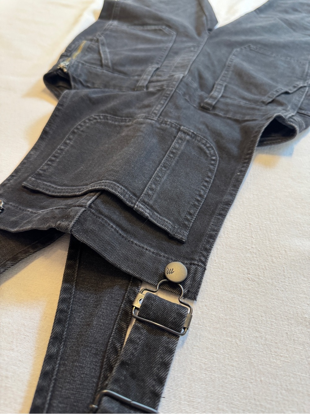 Madewell Black Denim Overalls Womens Size 24 XS Stretch Skinny Bib Pants - Picture 4 of 9